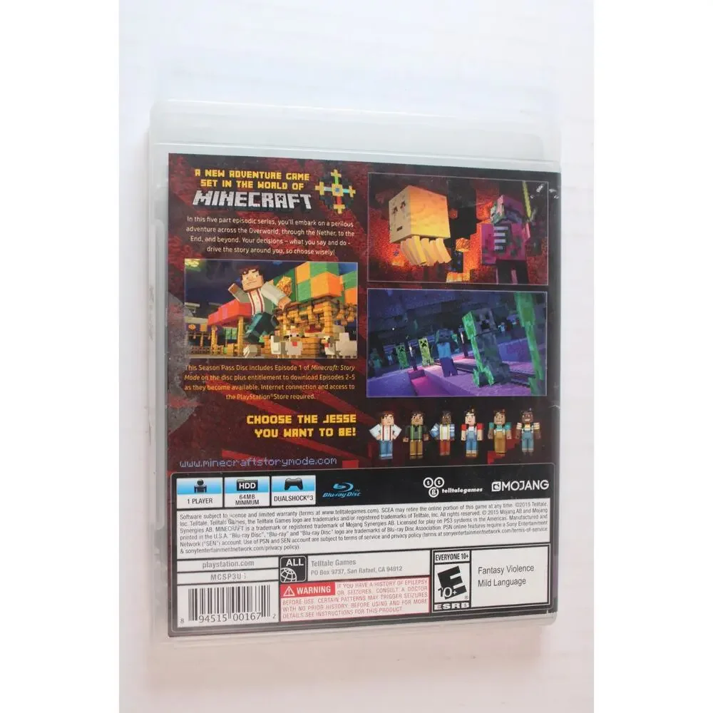 Minecraft Story Mode Season Pass Disc (PlayStation 3, 2015, PS3) Complete